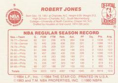 Back Side | Bobby Jones Basketball Cards 1986 Star