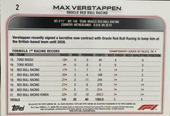 Back | Max Verstappen Racing Cards 2022 Topps Chrome Formula 1