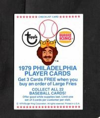Checklist 1-22 Baseball Cards 1979 Topps Burger King Phillies Prices