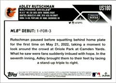 Back Of Card | Adley Rutschman Baseball Cards 2023 Topps Update
