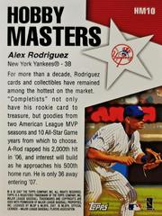 Rear | Alex Rodriguez Baseball Cards 2007 Topps Hobby Masters