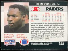 Back | Bo Jackson Football Cards 1990 Pro Set