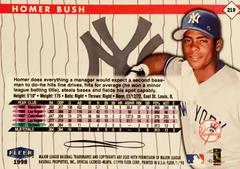 Rear | Homer Bush Baseball Cards 1998 Fleer Tradition