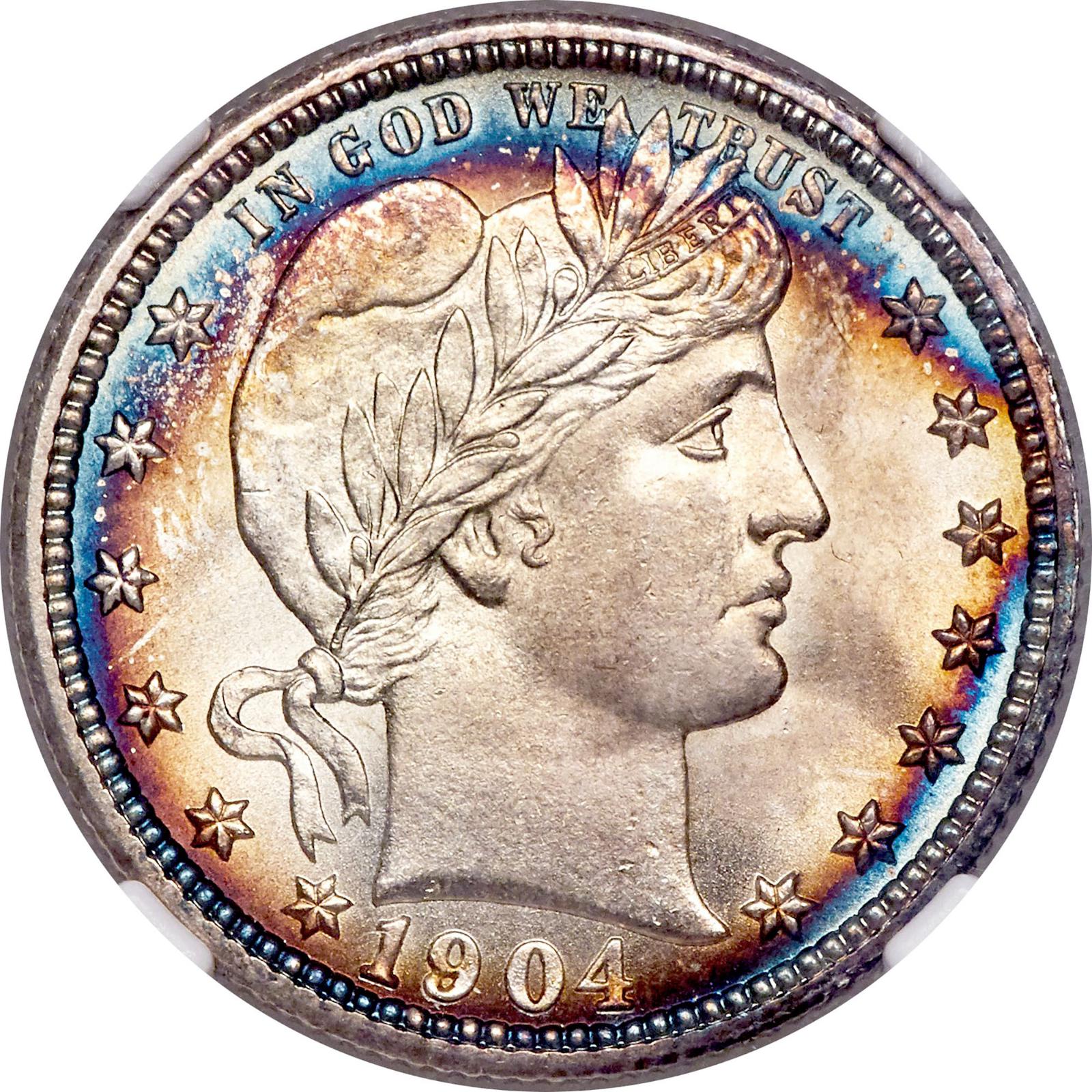 1904 Coins Barber Quarter