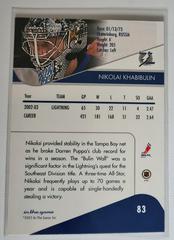 Backside | Nikolai Khabibulin Hockey Cards 2003 ITG Toronto Star