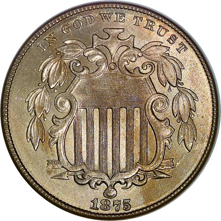 1875 [PROOF] Coins Shield Nickel