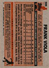 Back Of Card | Frank Viola Baseball Cards 1983 Topps