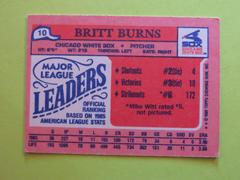 Reverse | Britt Burns Baseball Cards 1986 Topps Mini League Leaders