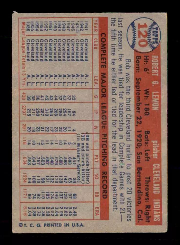 Bob Lemon #120 Prices | 1957 Topps | Baseball Cards