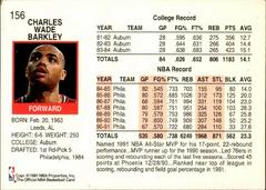 Back Of Card | Charles Barkley Basketball Cards 1991 Hoops