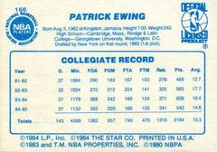 Back Side | Patrick Ewing Basketball Cards 1986 Star