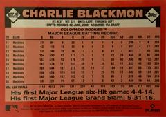 Rear | Charlie Blackmon Baseball Cards 2021 Topps Chrome 1986