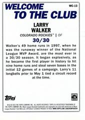 Back | Larry Walker Baseball Cards 2023 Topps Welcome to the Club