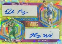 Drake Maye, Bo Nix [Crystal Yellow] #CC-23 Football Cards 2023 Leaf Vivid Autographs Colorful Combos Prices