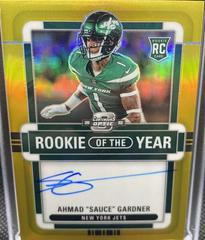 Ahman Sauce Gardner [Rookie of the Year Autograph Gold] #ROY-AG Football Cards 2022 Panini Contenders Optic Rookie of the Year Prices