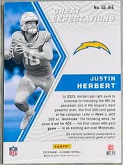 Back Of Card | Justin Herbert Football Cards 2023 Panini Illusions Great Expectation