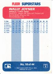 Back | Wally Joyner Baseball Cards 1988 Fleer Superstars