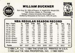 Back Side | Quinn Buckner Basketball Cards 1986 Star