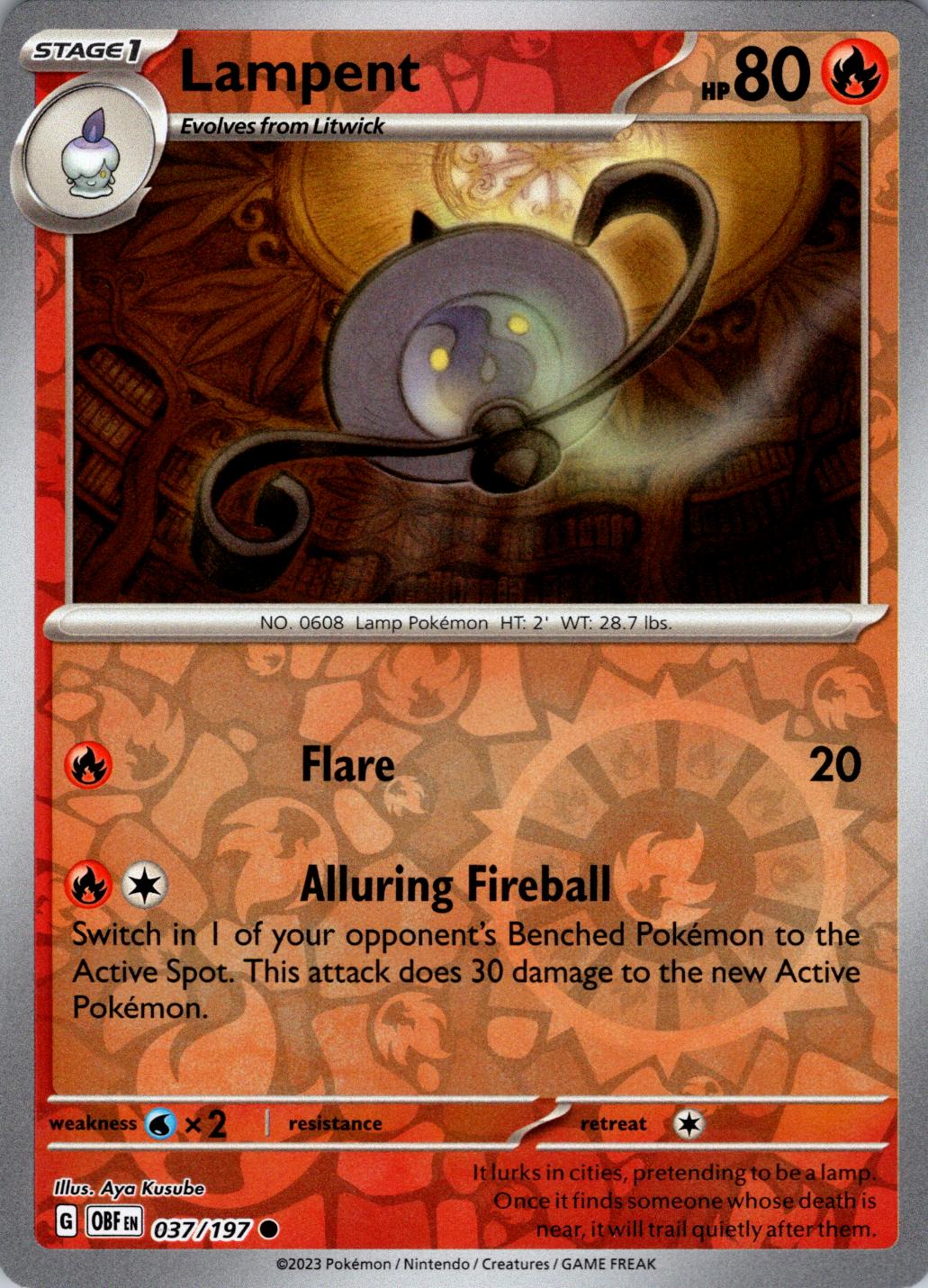 Lampent [Reverse Holo] #37 Prices | Pokemon Obsidian Flames | Pokemon Cards