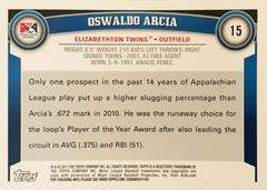 Rear | Oswaldo Arcia Baseball Cards 2011 Topps Pro Debut