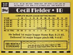 Rear | Cecil Fielder Baseball Cards 1990 Topps Traded Tiffany