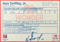 Card Back | Ken Griffey Jr. Baseball Cards 1990 Wonder Bread Stars