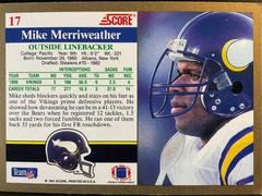 Back | Mike Merriweather Football Cards 1991 Score