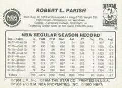 Green Border - Back Side | Robert Parish Basketball Cards 1986 Star