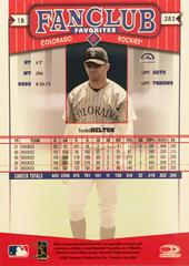 Rear | Todd Helton Baseball Cards 2002 Donruss Fan Club
