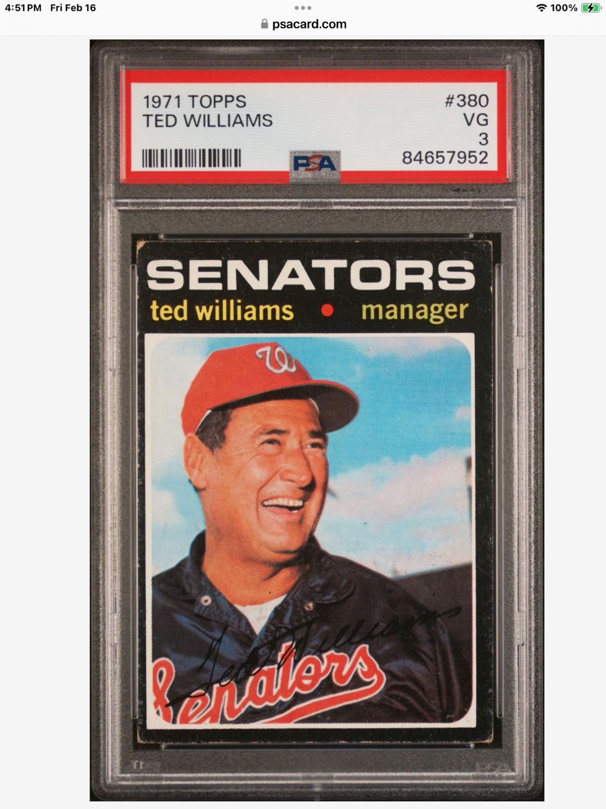 Ted Williams Graded 3 1971 Topps