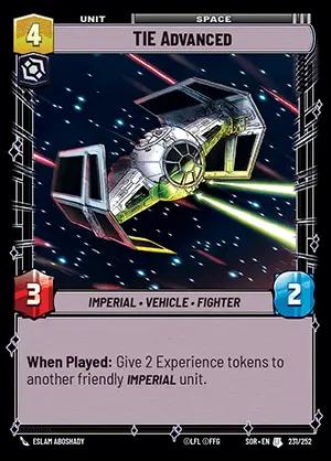 TIE Advanced [Foil Hyperspace] #231 Star Wars Unlimited: Spark of Rebellion