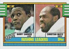 Barry Sanders, Christian Okoye [Disclaimer Back] Football Cards 1990 Topps Prices