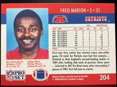 Back | Fred Marion Football Cards 1990 Pro Set
