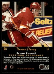Back Of Card  | Theoren Fleury Hockey Cards 1991 Pro Set Platinum