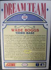 Back | Wade Boggs [Error Card] Baseball Cards 1990 Score