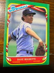 Dave Righetti #100 Baseball Cards 1987 Fleer Star Stickers Prices
