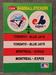Toronto Blue Jays/Montreal Expos [Stickers] #NNO Baseball Cards 1988 Fleer Record Setters Prices