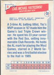 Back | Carl Yastrzemski Baseball Cards 1992 Ziploc