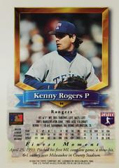 Rear | Kenny Rogers Baseball Cards 1994 Topps Traded Finest Inserts