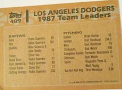 Back #489 1988 Topps  | Dodgers Leaders [P. Guerrero, F. Valenzuela] Baseball Cards 1988 Topps