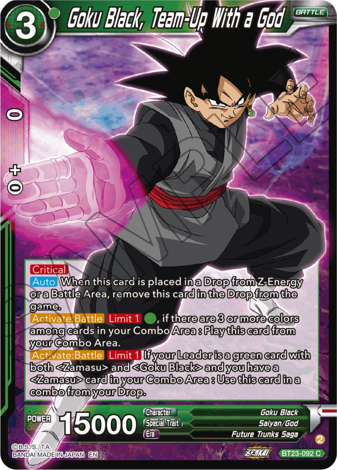 Goku Black, Team-Up With a God BT23-092 Dragon Ball Super Perfect Combination