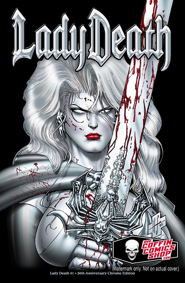 Lady Death: The Reckoning 30th Anniversary Edition [Hughes Chrome] #1 (2024) Comic Books Lady Death: The Reckoning