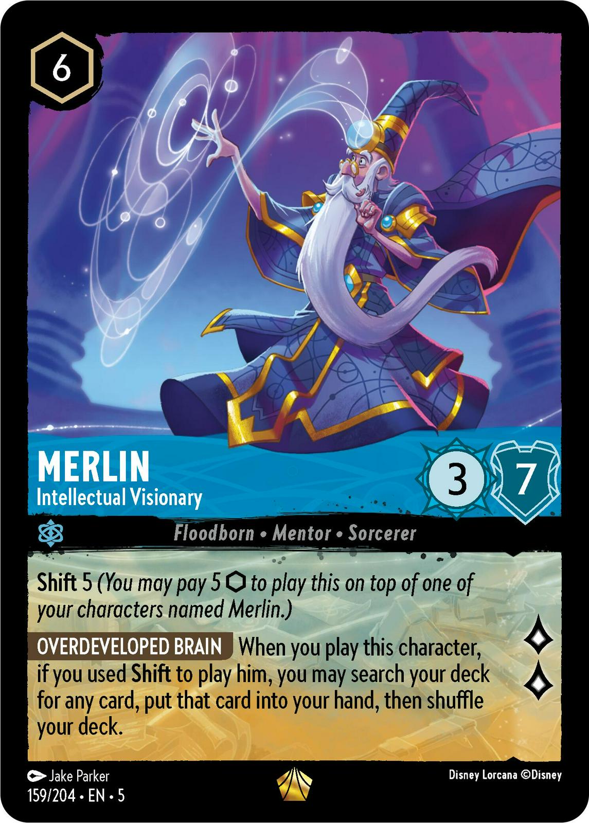 Merlin - Intellectual Visionary [Foil] #159 Lorcana Shimmering Skies