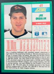 6-Right Field | Joe Orsulak Baseball Cards 1990 Score