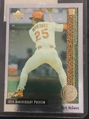 Mark McGwire #20 of 60 Baseball Cards 1998 Upper Deck 10th Anniversary Preview Prices