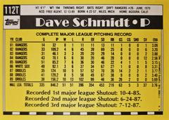Rear | Dave Scmidt Baseball Cards 1990 Topps Traded Tiffany