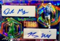 Drake Maye, Bo Nix [Prismatic Navy Blue] #CC-23 Football Cards 2023 Leaf Vivid Autographs Colorful Combos Prices