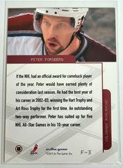 Backside | Peter Forsberg [Foil] Hockey Cards 2003 ITG Toronto Star
