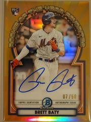 Brett Baty [Gold] Baseball Cards 2023 Bowman Chrome Rookie of the Year Favorites Autographs Prices