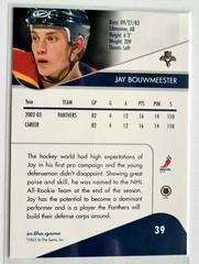 Backside | Jay Bouwmeester Hockey Cards 2003 ITG Toronto Star